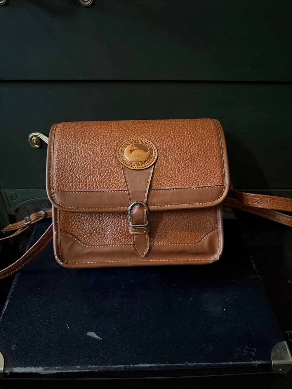 Dooney & Bourke Brown Pebbled Leather Flap Crossbody